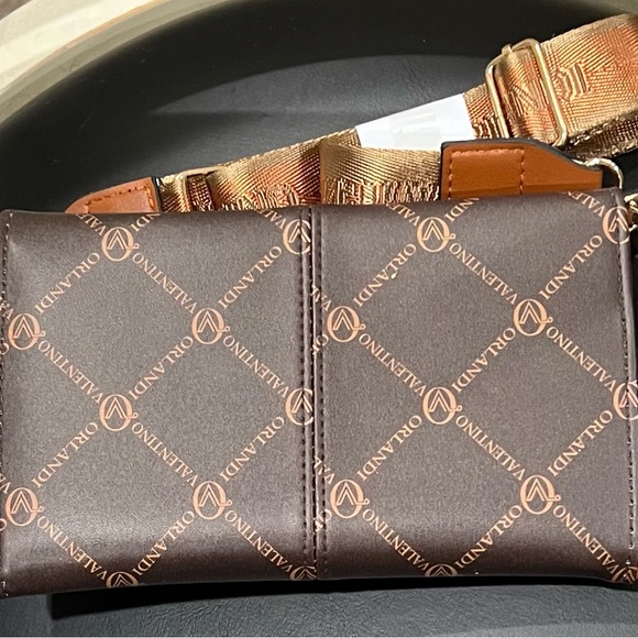 Valentino Brown and Gold Logo Crossbody Bag with turn lock closure - Picture 2 of 10